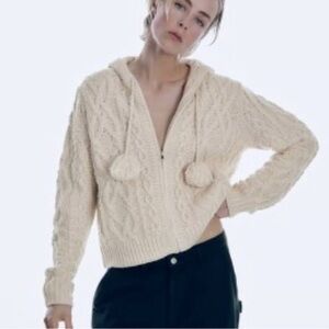 zara  Cream Cable Knit Sweater